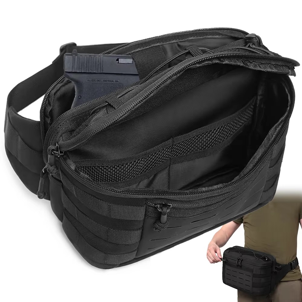 Edc Carry Fanny Pack - タクティカル・ファニーパック、隠し携帯用ピストルバッグ、ショルダーガンバッグ、狩猟用ウエストバッグ、モッレ対応ユーティリティ・ヒップベルトポーチ、EDCオーガナイザー