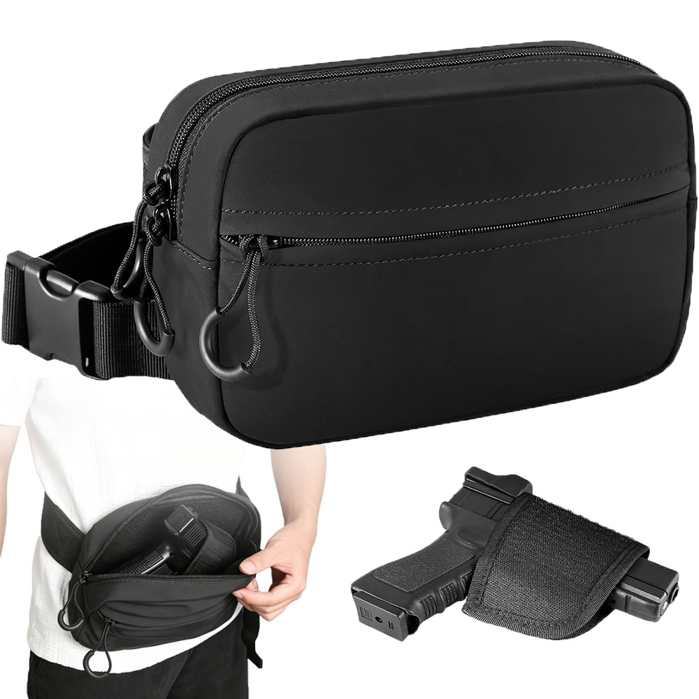 Edc Carry Fanny Pack - ガンバッグ 隠し携帯用ウエストバッグ タクティカルファニーパック ホルスター付き ピストルポーチ クロスボディ
