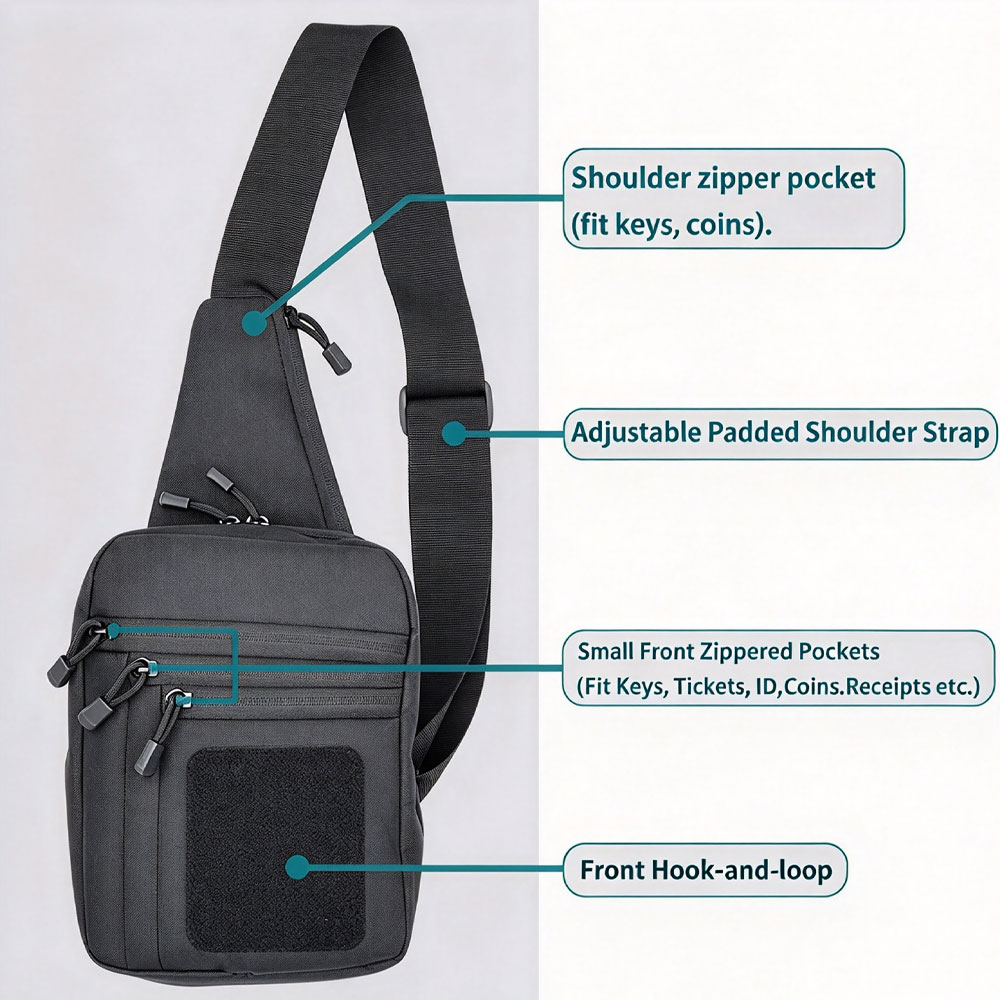 タクティカル・クロスボディ・ショルダー・ピストルバッグ。隠し - Edc Concealed Carry Sling Bag のレビューと価格