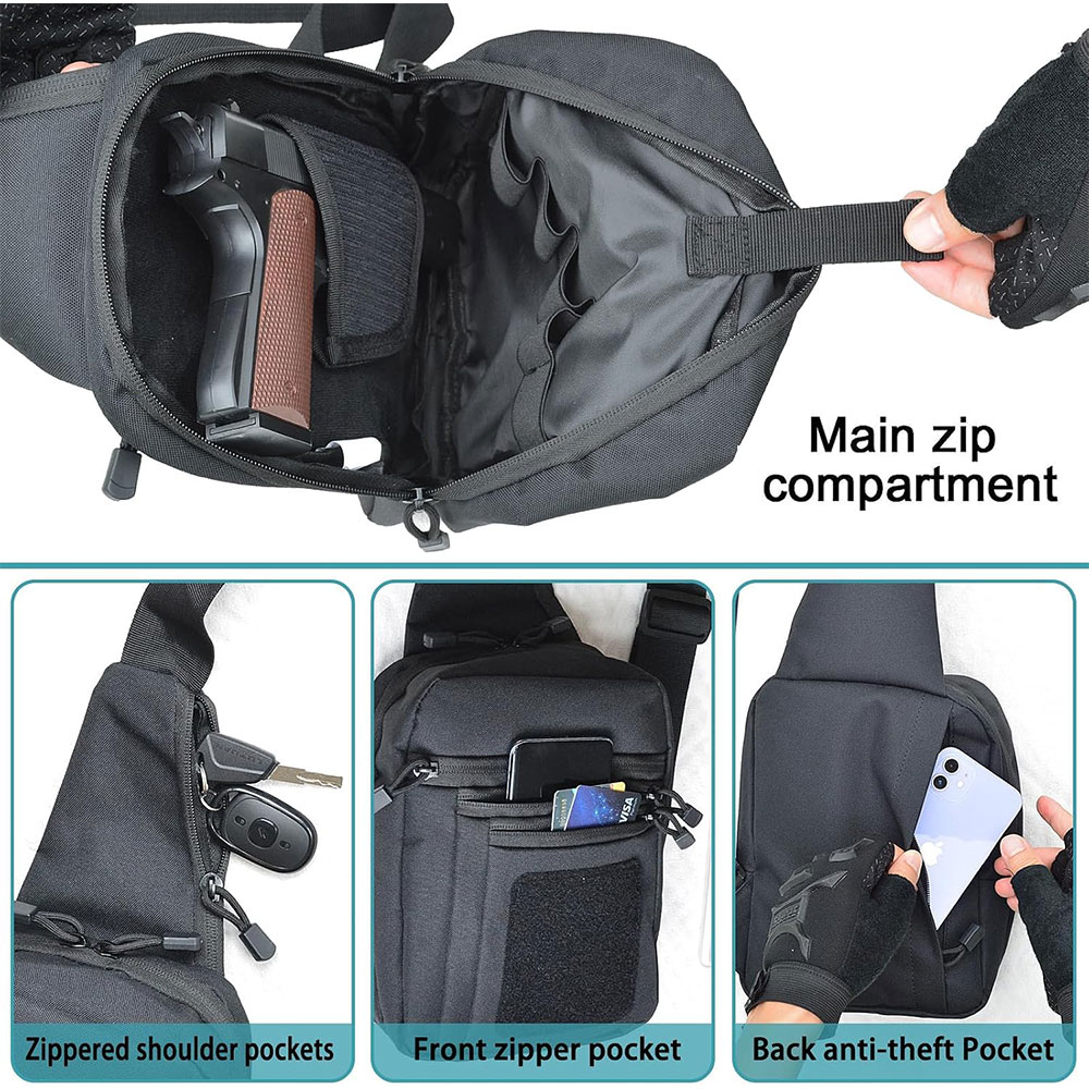 タクティカル・クロスボディ・ショルダー・ピストルバッグ。隠し - Edc Concealed Carry Sling Bag のレビューと価格